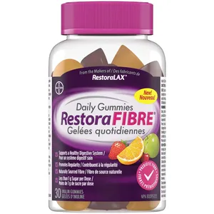 RestoraFIBRE Daily Gummies - Delicious Prebiotic Fibre Supplement for Digestive Health, 6 Flavours