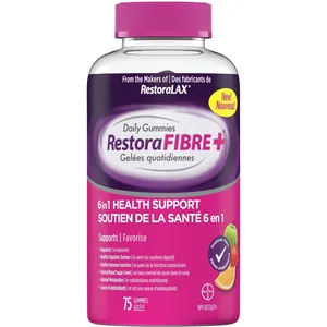 RestoraFIBRE+ 6 in 1 Gummies 75s - Daily Prebiotic Fiber Supplement for Digestive and Immune Health
