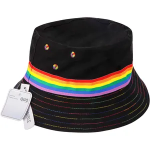 Reversible Rainbow Bucket Hat - Celebrate Diversity with Quo Beauty's Stunning Two-in-One Design