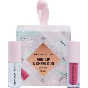 Revolution Mini Lip and Cheek Duo - Cute Pink Blush Bomb & Iridescent Clear Pout Bomb Set