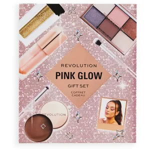 Revolution Pink Glow Gift Set - Sparkle with Body Glitter, Balm & Gloss for Festive Looks