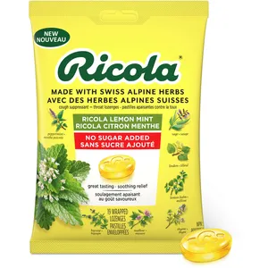 Ricola Lemon Mint No Sugar Added Throat Drops - Berry Medley Flavor with 10 Swiss Herbs