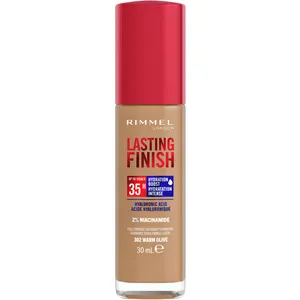 Rimmel London Lasting Finish 35 Hour Foundation - Latte 410, Vegan, Hydrating, Full-Coverage