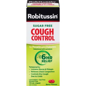Robitussin Cough Control Liquid for Diabetics - Berry 115ml - Non-Drowsy, Alcohol & Sucrose Free