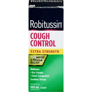Robitussin Extra Strength Cough Control Liquid 100 ml - Relieves Dry Cough & Chest Congestion