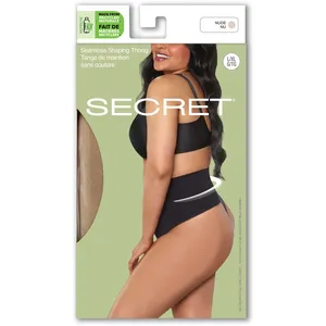 SECRET Seamless Med Shp Thong L/XL - Comfortable Shaping with Wide Waistband and Cotton Gusset