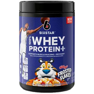 SIX STAR 100% Whey Protein Plus Frosted Flakes Flavor - 30g Protein, 6.7g BCAAs, Low Sugar