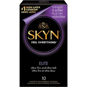 SKYN Elite 10 Natural Latex Free Lubricated Condoms - Ultra-Thin, Soft, 53mm Nominal Width