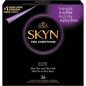 SKYN Elite 36 Natural Latex Free Lubricated Condoms - Ultra-Thin, 10% Thinner, 53mm Width