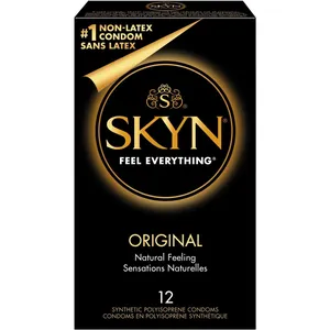 SKYN Original 12 Natural Latex Free Lubricated Condoms - Ultra-Smooth, Natural Feel, 53mm Width