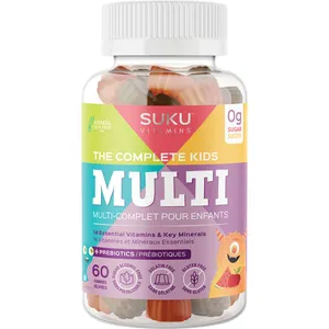SUKU Complete Kids Multi - Sugar-Free Gummies with 14 Essential Vitamins & Prebiotics for Ages 3-9