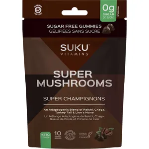 SUKU Super Mushrooms Gummies with Reishi, Chaga, Turkey Tail & Lionâ€™s Mane for Immunity Support