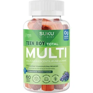 SUKU Teen Boy Total Multi Gummies with 19 Essential Vitamins and Minerals for Growing Teens