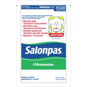 Salon Pas Large Topical Pain Relief Patch - 4 Count for Muscle, Arthritic, Back Pain, Sprains