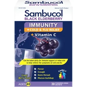 Sambucol Powdered Drink for Immune Support - Great Berry Flavor, 30 Packets