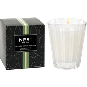 Santorini Olive & Citron Classic Candle - Fresh Lemon Zest, Mediterranean Olive Leaf, Creamy Avocado