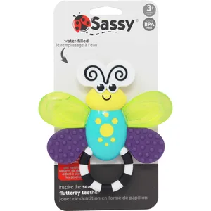 Sassy Baby Flutterby Teether - Water-Filled Textures, Soft, Colorful Design for Comfort & Exploration