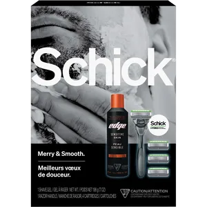 Schick Hydro Men's Shave Holiday Gift Box - Sensitive Razor & Edge Gel for Close Shave