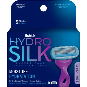 Schick Hydro Silk Womenâ€™s Razor Refill with 5 Blades & Moisturizing Serum, Shower Hook Included