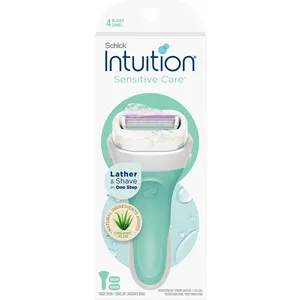 Schick Intuition Naturals Sensitive Care Women's Razor with Aloe - 4-Blade Hypoallergenic System