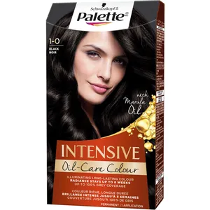 Schwarzkopf Palette 1.0 Black Colour Creme with Marula Oils for Stunning Shine & Grey Coverage