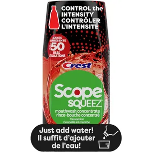 Scope Squeez Mouthwash Concentrate, Cinnamint Flavor, 50 mL Bottle, Control Strength & Freshness
