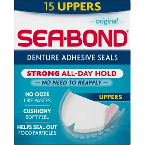 Sea Bond Denture Adhesive Seals for Upper Dentures, Zinc-Free, All-Day Hold, Ooze-Free Comfort