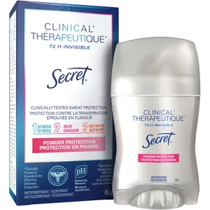 Secret Clinical Strength Invisible Solid Antiperspirant for Women - 72 HR Sweat Protection, Protecting Powder