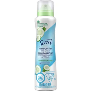 Secret Dry Spray Aluminum Free Deodorant for Women - Cucumber Scent, 48-Hour Freshness