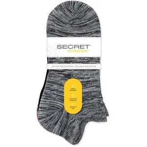 Secret InMotion Double Arch Support No Show Socks - 3 Pairs, ONE SIZE, Moisture Wicking, Sport Mesh