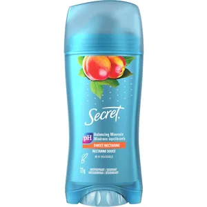 Secret Invisible Solid Antiperspirant, Nectarine Scent - 48-Hour Odor Control, Smooth Application