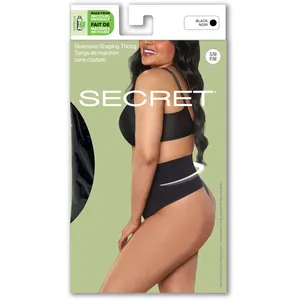 Secret Seamless Shaping Thong S/M - Medium Control, Wide Waistband, Cotton-Lined Gusset, Eco-Friendly