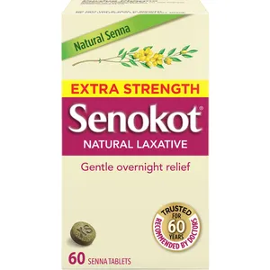 Senokot Extra Strength Natural Laxative 60 Tablets for Gentle Overnight Relief of Constipation