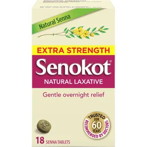 Senokot Extra Strength Natural Laxative for Gentle Overnight Relief - 18 Tablets