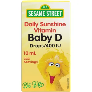 Sesame Street Daily Sunshine Vitamin D 400 IU Liquid for Babies, Vegetarian Formula