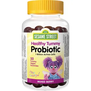 Sesame Street Healthy Tummy Probiotic Gummies, 1 Billion CFUs, Mixed Berry Flavor for Kids