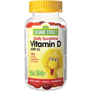Sesame Street Vitamin D3 Gummies 600 IU - Mixed Berry, Peach & Strawberry Flavors for Kids