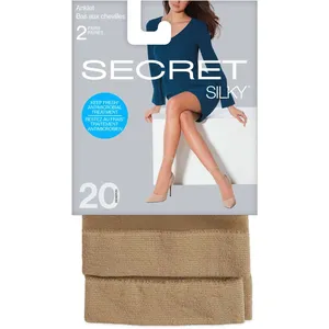Sheer Anklet with Sandalfoot & Antimicrobial Treatment - ONE SIZE - 2 Pairs - 20 Denier