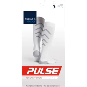 Sigvaris PULSE Unisex Compression Sleeves - White, Large for Tired Legs and Post-Workout Recovery