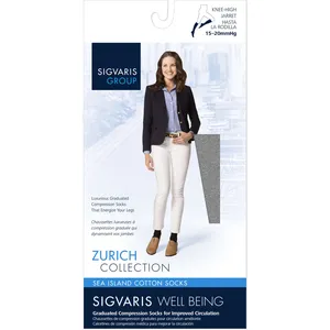 Sigvaris Sea Island Cotton Compression Socks for Women, Black - Size B