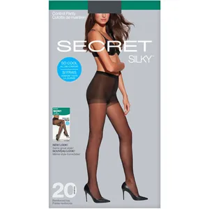 Silky Sheer Control Top Panty with Reinforced Toe - 20 Denier, Cotton Blend Gusset