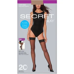 Silky Sheer Thigh Highs with Lace Band and Sandalfoot - 20 Denier, HeiQ Technology
