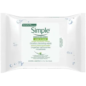 Simple Kind To Skin Micellar Facial Wipes - Gentle Makeup Remover with Triple-Purified Water