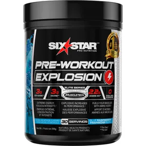 Six Star Pre Workout Explosion - Energy Boost, Muscle Pumps, Mental Focus - 30 Servings, Delicious Flavor