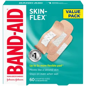 Skin-Flex Adhesive Bandages - 60 Assorted Sizes for Minor Cuts and Scrapes, Flexible and Durable