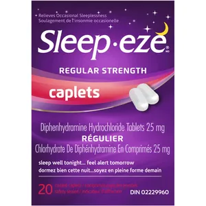 Sleep Eze Regular Strength Caplets - 25 mg Diphenhydramine Hydrochloride Nighttime Aid