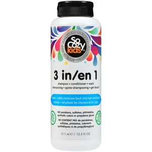 SoCozy 3 in 1 Shampoo Conditioner Wash for Kids - Cleans, Moisturizes, No Nasties, Kiwi Extract