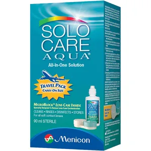 Solo-Care Aqua Travel Pack - Moisturizing Lens Solution with MicroBlock Case - 90 ml