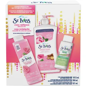 St. Ives Rose Radiance Skincare Set - Hydrating Toner, Body Wash & Lotion for Smooth, Glowing Skin
