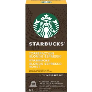 Starbucks Blonde Espresso Roast Coffee Capsules 10 Pods - Mellow, Smooth, Balanced Flavor
